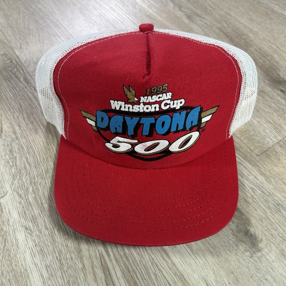 VTG 1995 Winston Cup Daytona 500‎ Snapback Hat NASCAR Red Trucker Cap USA